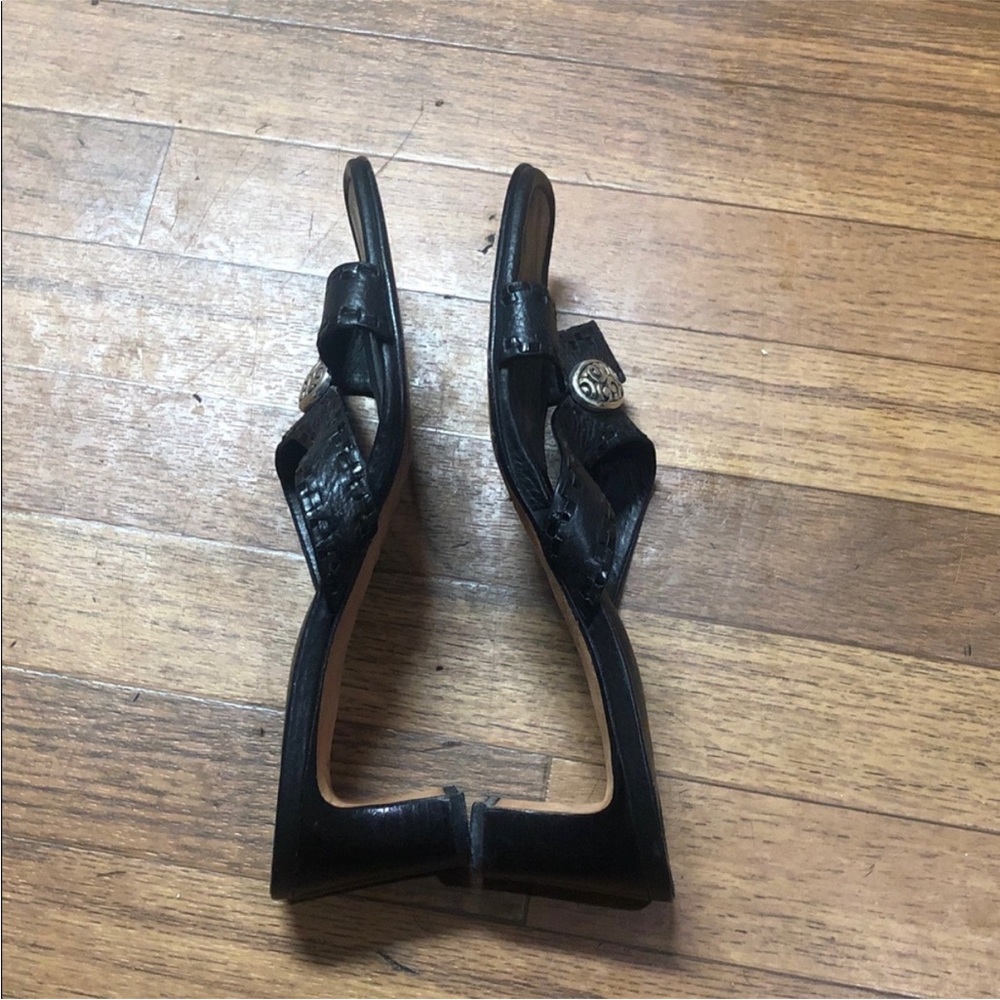 Brighton Black Heeled Sandals with Silver Accents - Picture 2 of 6